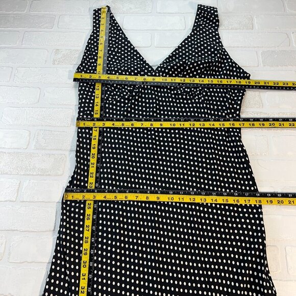 Reformation Beauden Midi Dress Womens 1X Black Polka Caviar Dot Ruched Crepe NEW - Picture 16 of 16